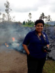 Kelly Hudson stands close to the Pu'u O'o lava flow, June 2014